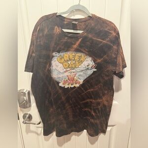 Men’s XL Custom Bleach Dye Green Day “Dookie” Band Tee